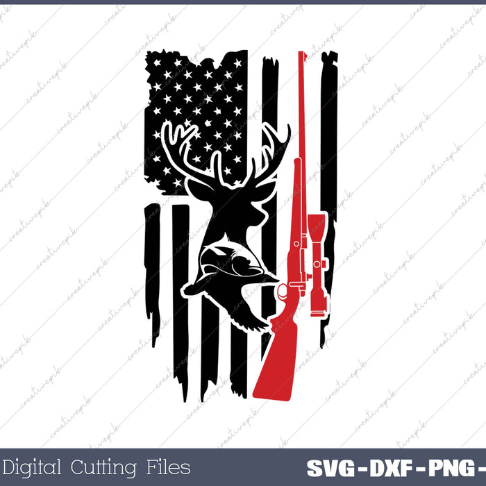 Deer Duck Hunting American flag SVG PNG Cutting Printable Files