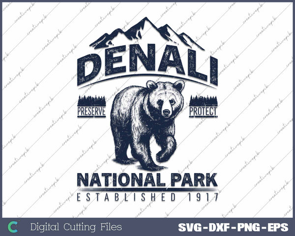 Denali Alaska Vintage Denali National Park SVG PNG Cutting Printable Files