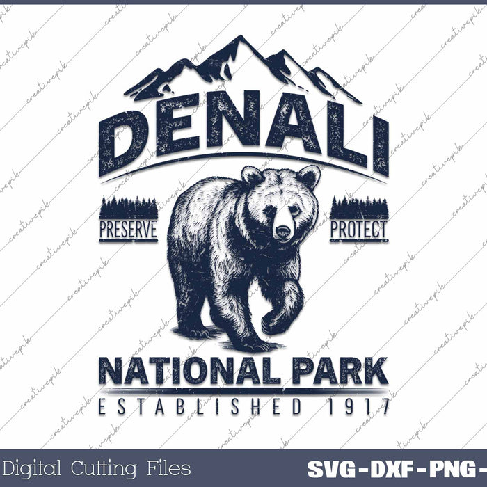 Denali Alaska Vintage Denali National Park SVG PNG Cutting Printable Files