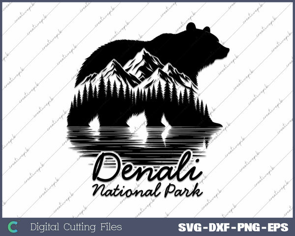 Denali National Park Bear Souvenir SVG PNG Cutting Printable Files