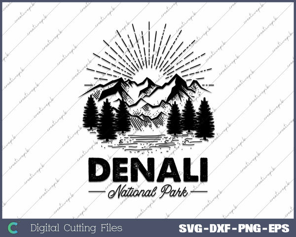 Denali Vintage Alaska Hiking Retro SVG PNG Cutting Printable Files