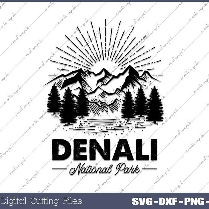 Denali Vintage Alaska Hiking Retro SVG PNG Cutting Printable Files