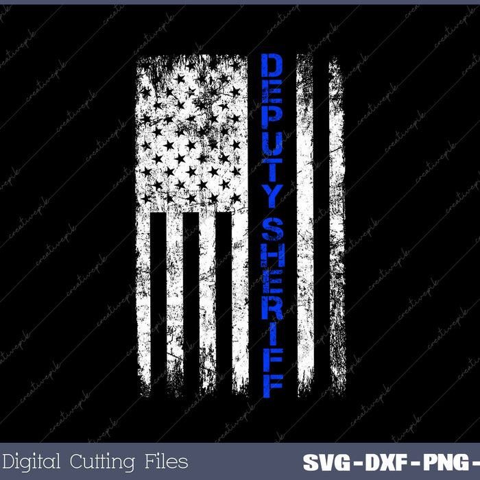 Deputy Sheriff Thin Blue Line American Flag SVG PNG Printable Files