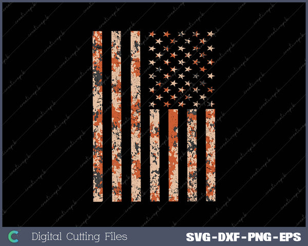 Desert Camo American Flag SVG PNG Cutting Printable Files