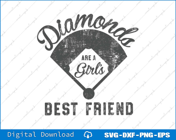Diamonds Are A Girl's Best Friend Softball Mom SVG PNG Printable File