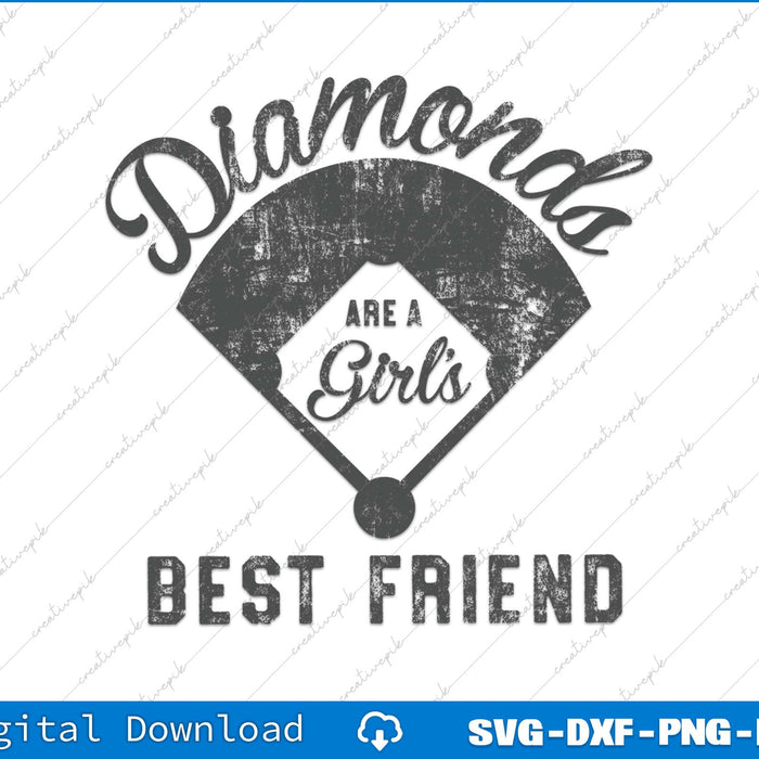 Diamonds Are A Girl's Best Friend Softball Mom SVG PNG Printable File