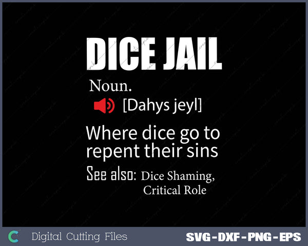 Dice Jail Definition for Table Top Gaming Funny DnD Gamer