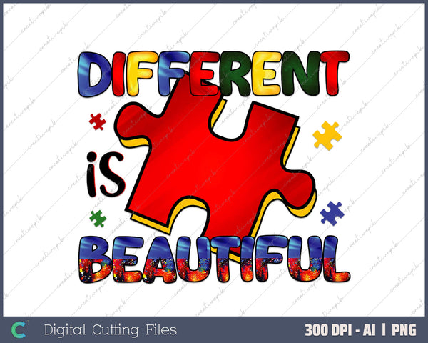 Different is beautiful Autism AI PNG Sublimation File