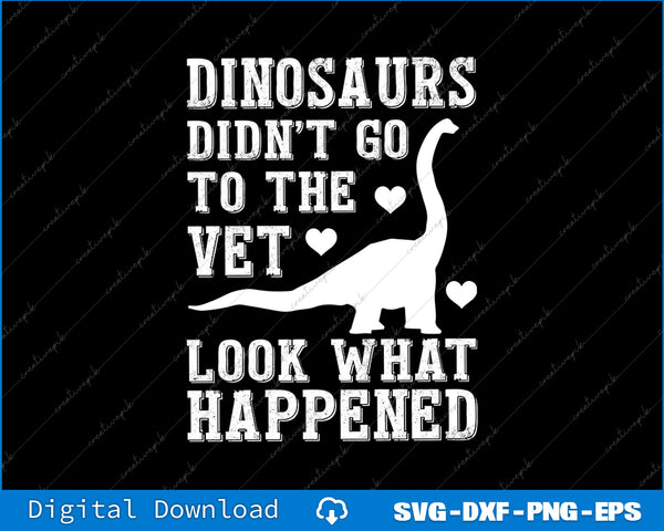 White dinosaur illustration with text on a black background