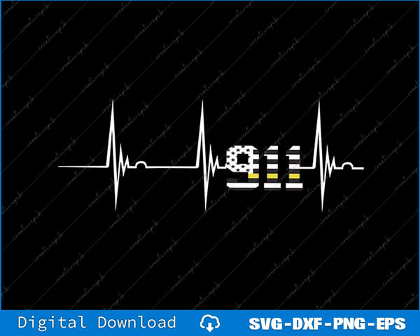 Dispatcher 911 Vintage USA Flag Heartbeat SVG PNG Printable Files