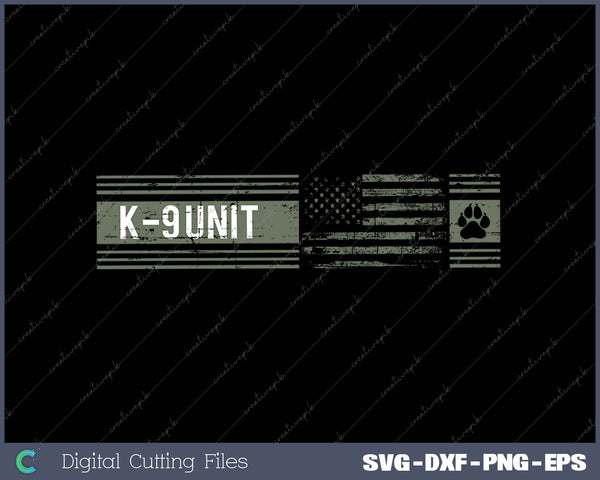 Distressed American Flag K-9 Unit SVG PNG Cutting Printable Files