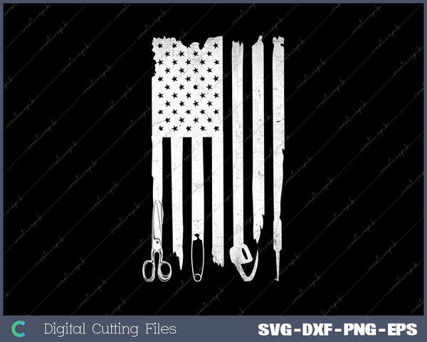 Distressed Crochet American Flag SVG DXF PNG Cutting File