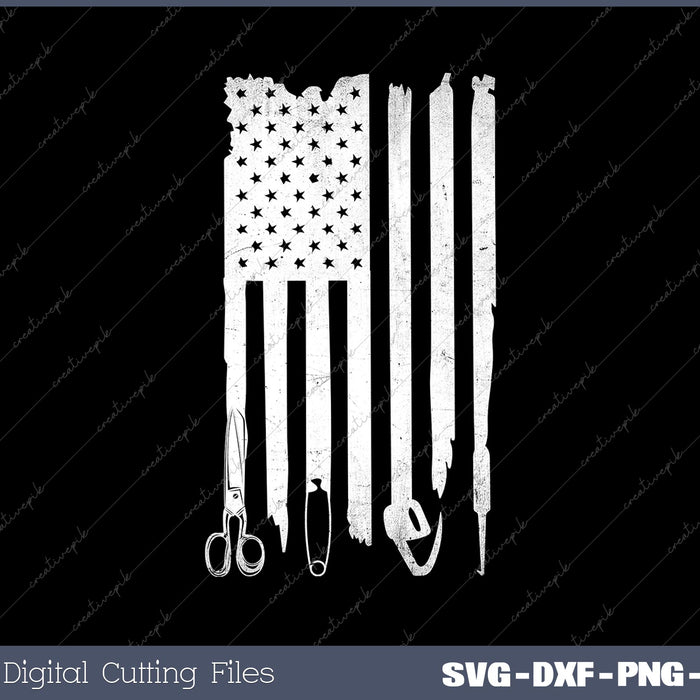 Distressed Crochet American Flag SVG DXF PNG Cutting File