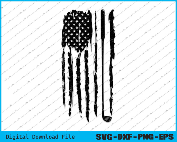 Distressed Golf Club American Flag SVG PNG Cutting Printable Files