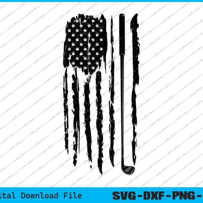 Distressed Golf Club American Flag SVG PNG Cutting Printable Files