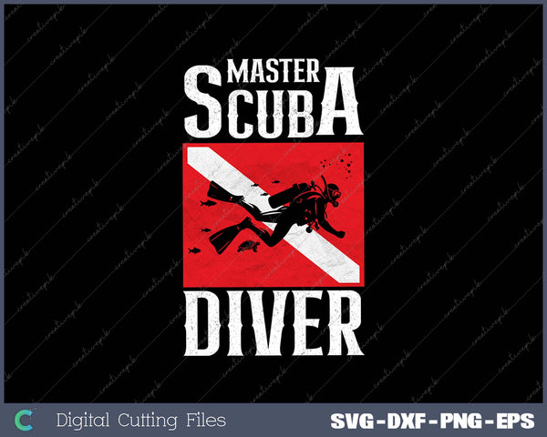 Diving Master Scuba Diver Down SVG PNG Cutting Printable Files