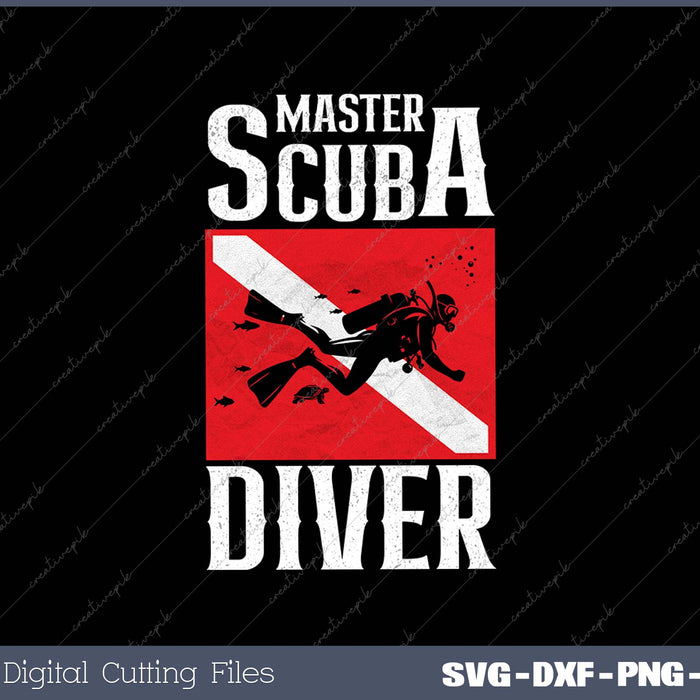 Diving Master Scuba Diver Down SVG PNG Cutting Printable Files