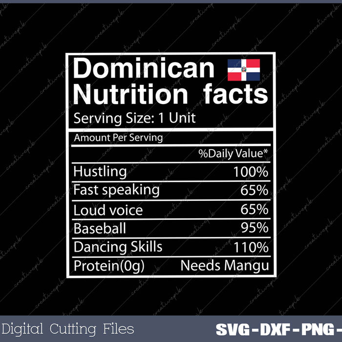 Dominican Nutrition Facts cool and modern SVG PNG Cutting Printable Files