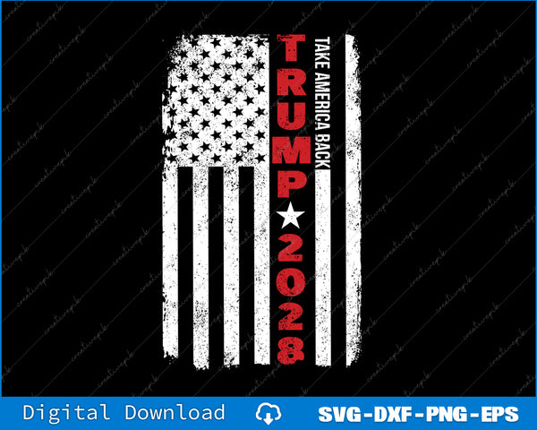 American flag design with 'Trump 2028' text on a black background