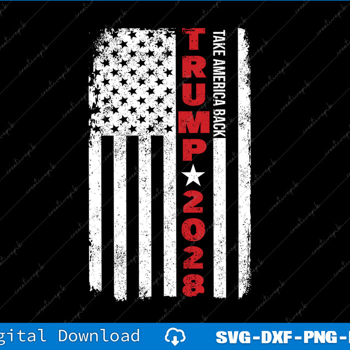 American flag design with 'Trump 2028' text on a black background