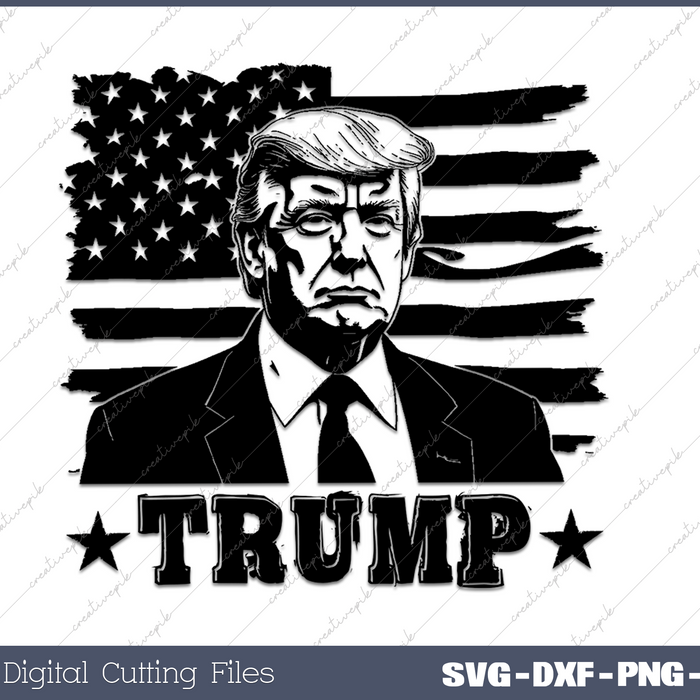 Donald Trump Face With USA Flag SVG PNG Cutting Printable Files