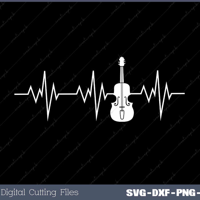 Double Bass Heartbeat  Jazz Instruments Music Svg Design Cut File