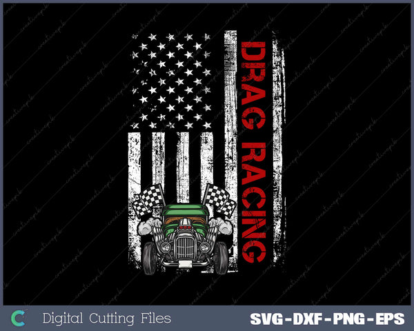 Drag Racer Patriotic American Flag Drag Racing SVG Cut files