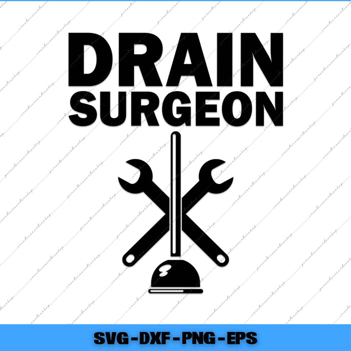 Logo with 'Drain Surgeon' text and tools on a white background