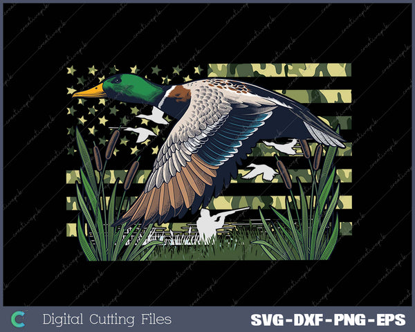 Duck Hunter American Flag Camouflage Hunting SVG PNG Cutting Printable Files