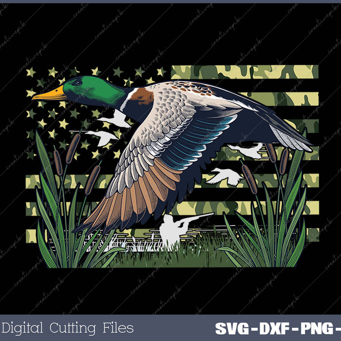 Duck Hunter American Flag Camouflage Hunting SVG PNG Cutting Printable Files