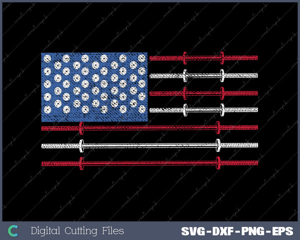 Dumbbell American Flag Workout Gym Fitness SVG PNG Printable Files