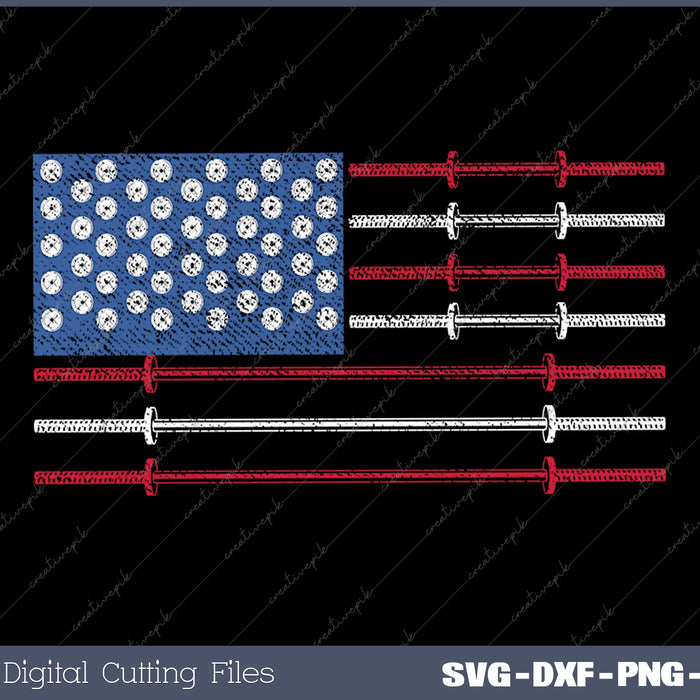 Dumbbell American Flag Workout Gym Fitness SVG PNG Printable Files