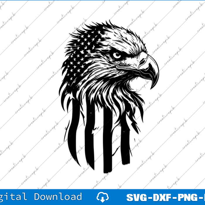 Eagle With American Flag 4th of July SVG PNG Cutting Printable Files