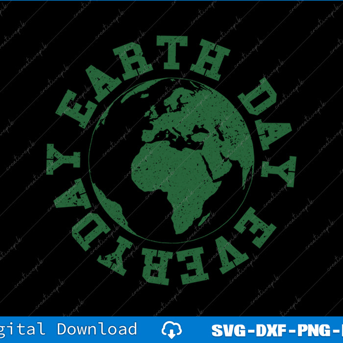 Green Earth Day design with text on a black background