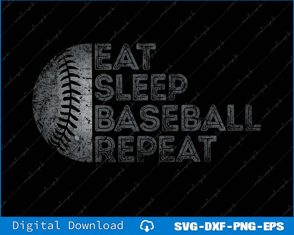 Eat Sleep Baseball Repeat Baseball Player Funny Baseball SVG PNG File