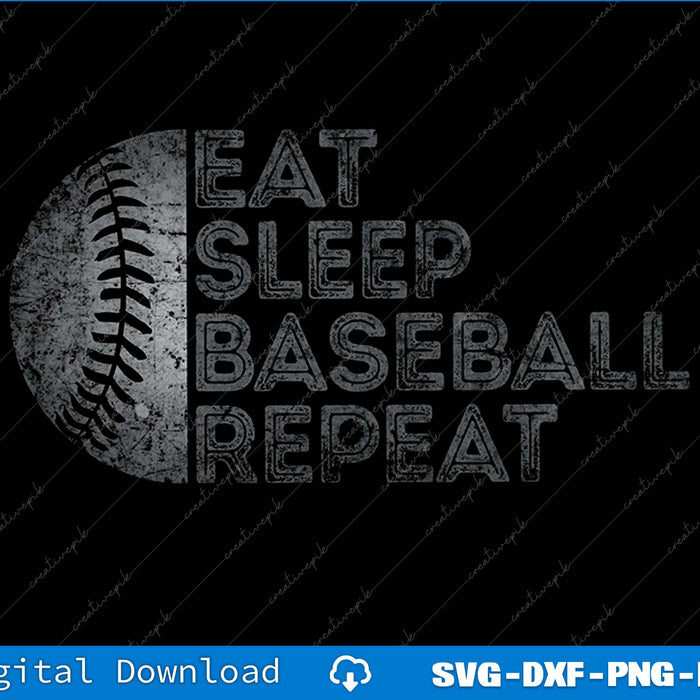 Eat Sleep Baseball Repeat Baseball Player Funny Baseball SVG PNG File