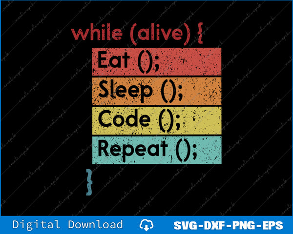 Vintage-style programming quote with colorful blocks on a black background