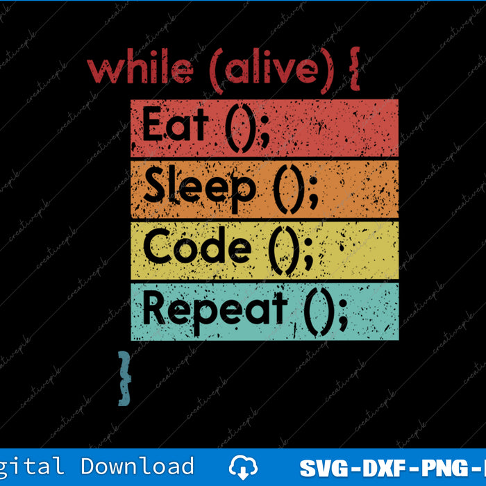 Vintage-style programming quote with colorful blocks on a black background