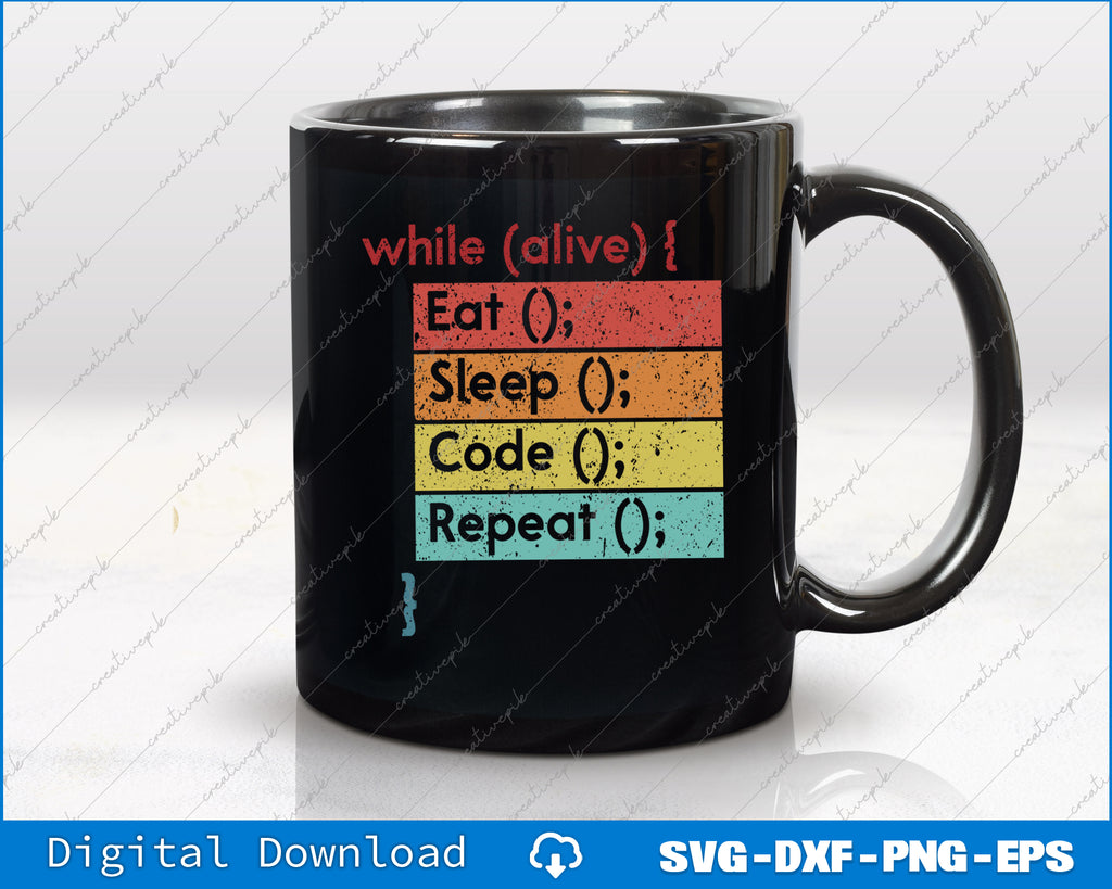 Eat Sleep Code Repeat Full Stack Coder Software Developer SVG File ...