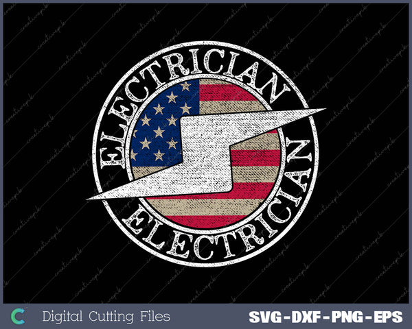 Electrician American Flag Electrical USA Stamp Style