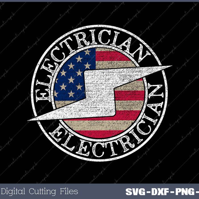 Electrician American Flag Electrical USA Stamp Style