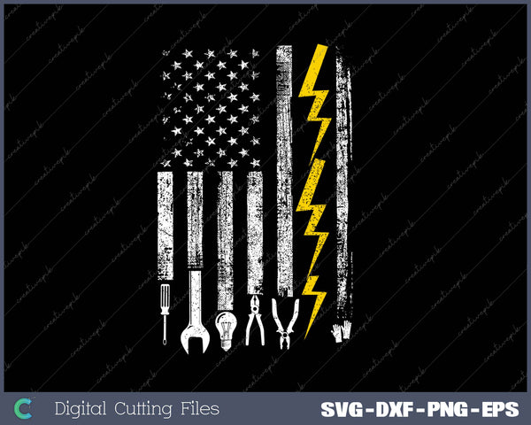 Electrician American Flag Funny Electricians Tools