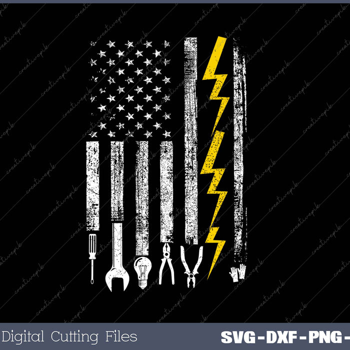 Electrician American Flag Funny Electricians Tools