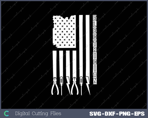 Electrician On USA Flag W Tools