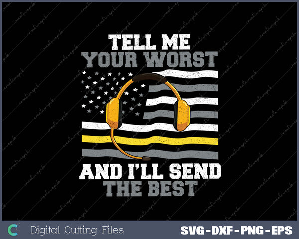 Emergency Us Flag Thin Gold Line Yellow Police Dispatcher SVG PNG Cutting Printable Files