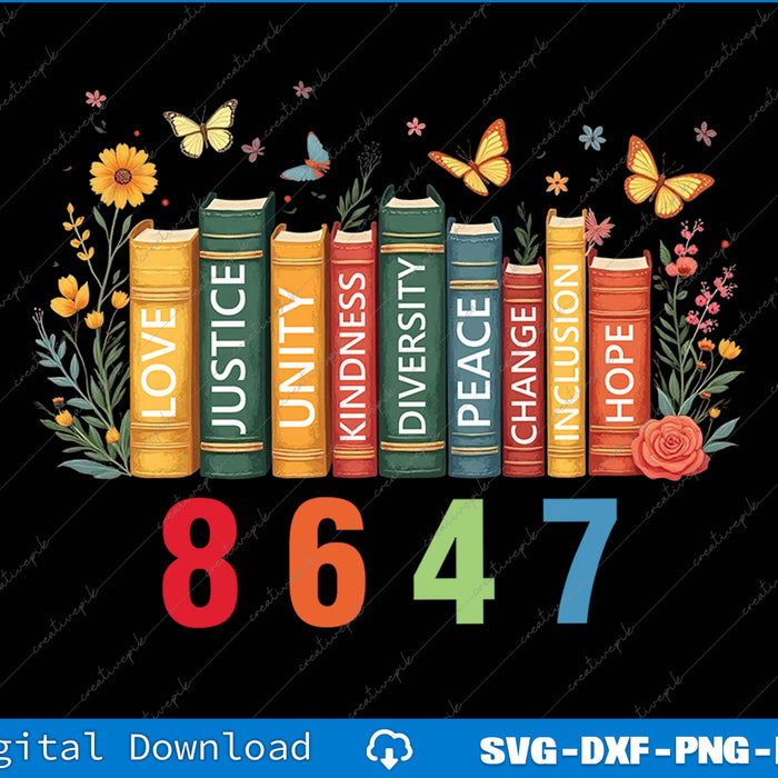 Equal Rights Book Flower Anti Trump Feminist Women Rights PNG Printable File