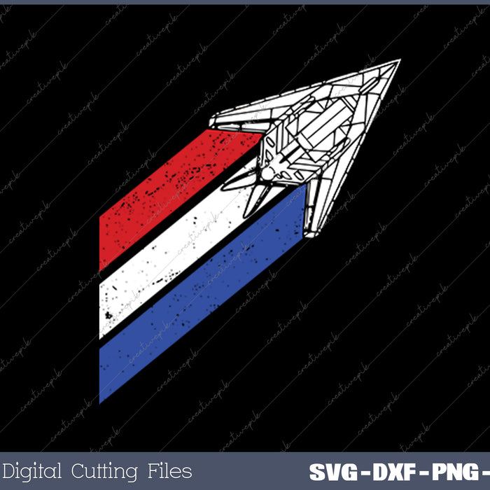 F117 Vintage Nighthawk USA Contrails Red White Blue F117 SVG PNG Printable Files