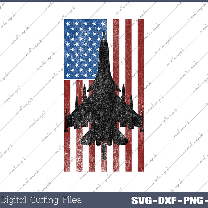 F 15 Eagle Jet Fighter Color American Flag SVG PNG Printable Files