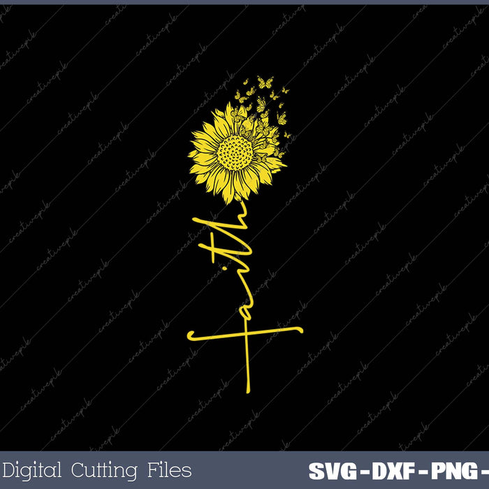 Faith Cross Sunflower Butterflies Flowers Christians Flora