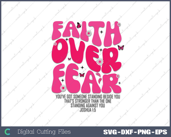 Faith Over Fear Christian Women Girls Jesus Religious Floral 